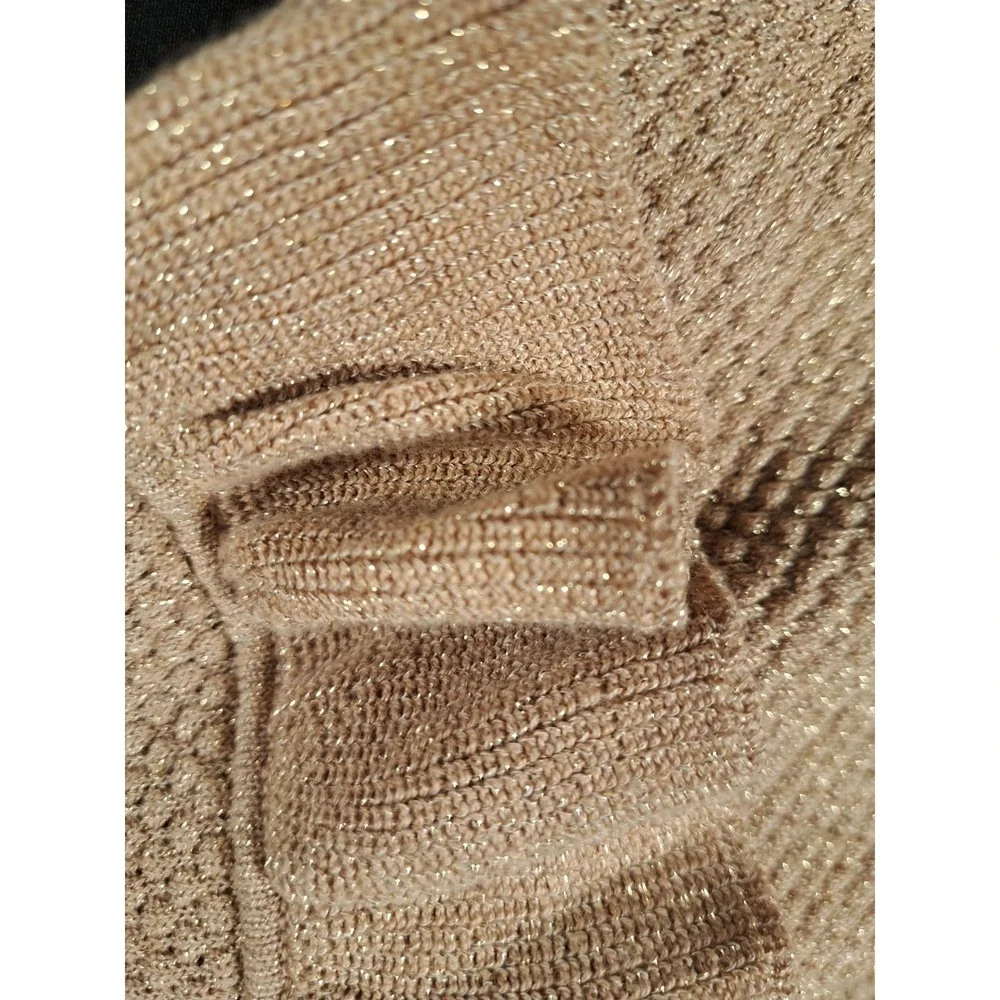 Michael Kors Women's Long Sleeved Gold Metallic Sweater Top Size Small